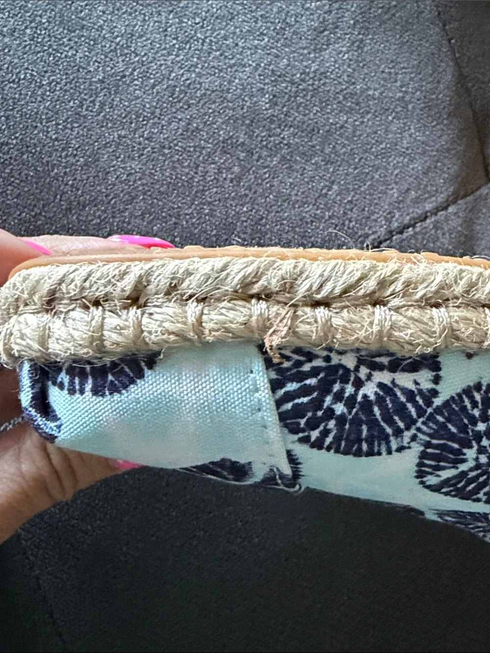 NEW TOMS Light Blue and Navy Patterned Canvas Espadrilles